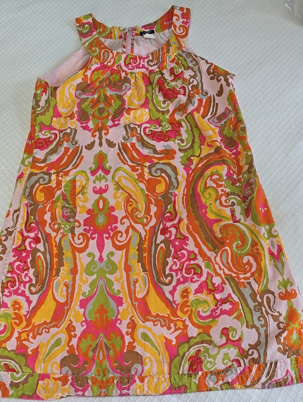 J.Crew Paisley Halter Cotton Dress  Lined Pockets    #W